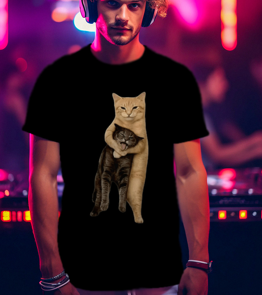 Orange Cat Hugging Grey Cat T-Shirt