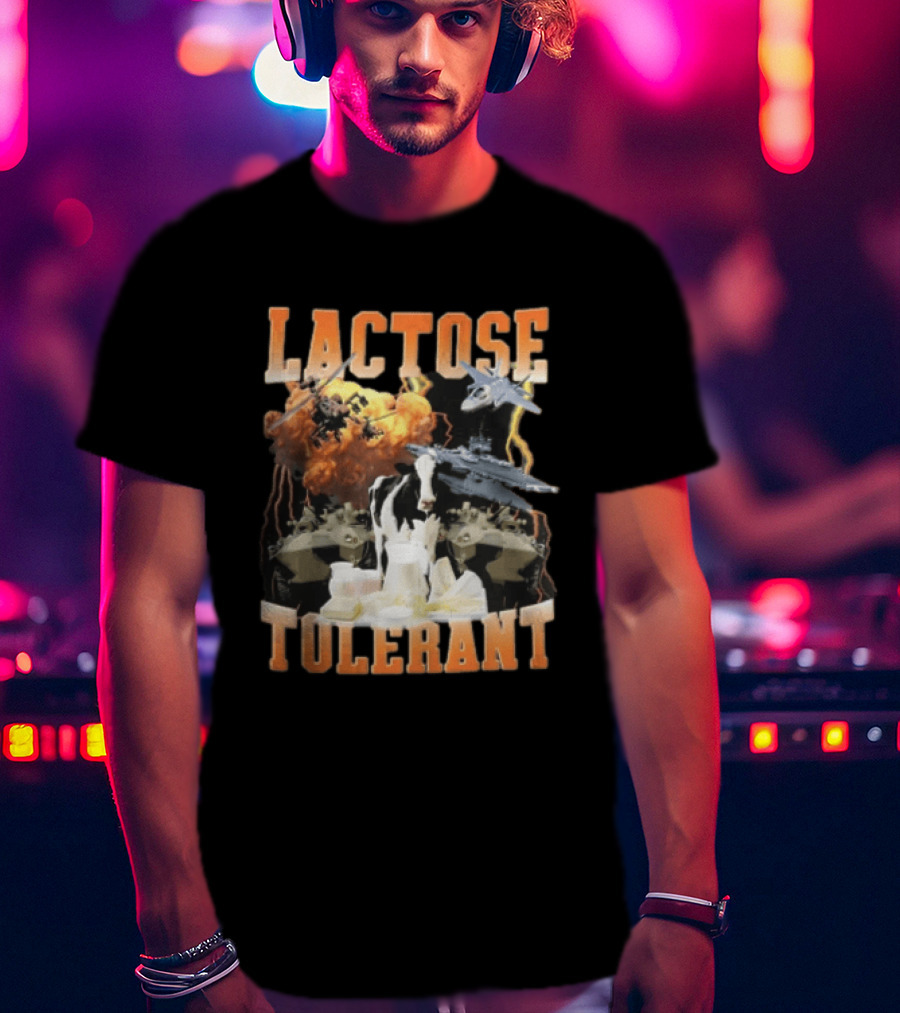 Lactose Tolerant Cow With Military Vehicles And Explosions T-Shirt
