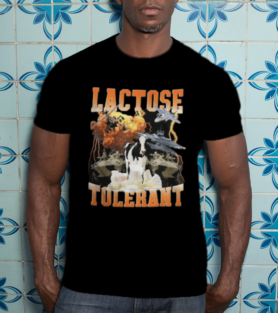 Lactose Tolerant Cow With Military Vehicles And Explosions T-Shirt