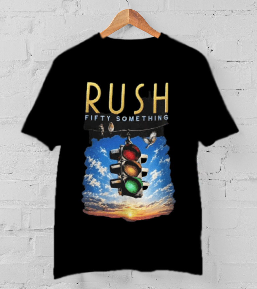 Rush Fifty Something Traffic Light Birds Blue Sky Sunset T-Shirt