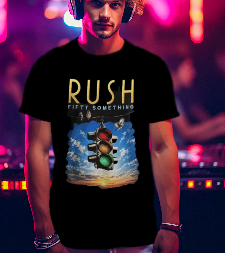 Rush Fifty Something Traffic Light Birds Blue Sky Sunset T-Shirt