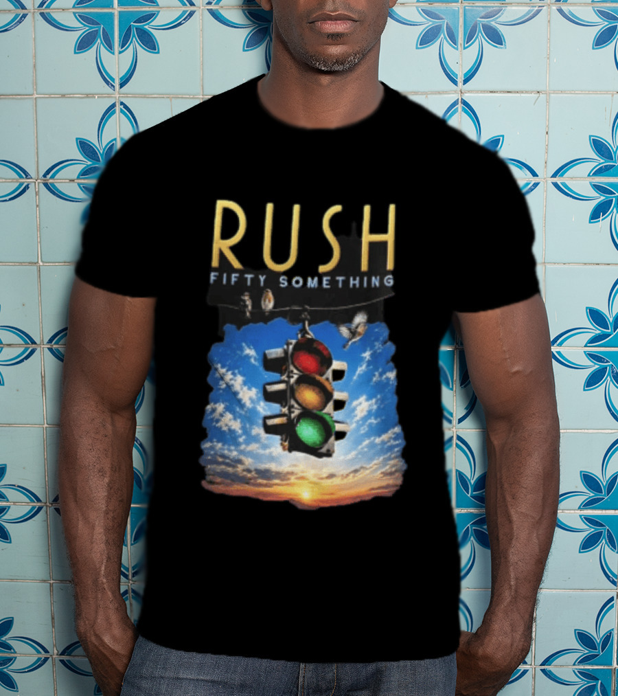 Rush Fifty Something Traffic Light Birds Blue Sky Sunset T-Shirt