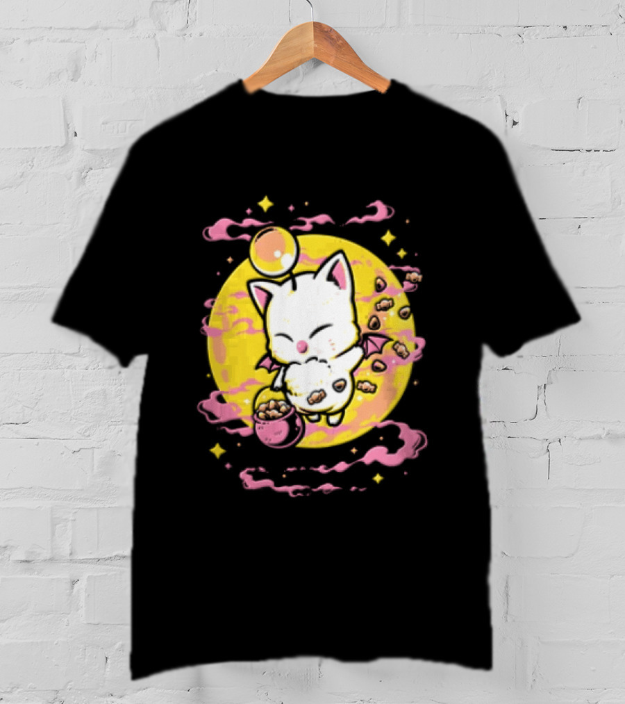 Moogle Cute Character With Candy Bucket And Glowing Yellow T-Shirt