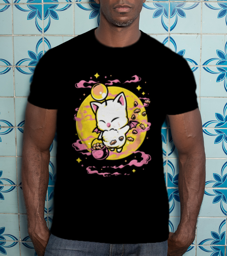 Moogle Cute Character With Candy Bucket And Glowing Yellow T-Shirt