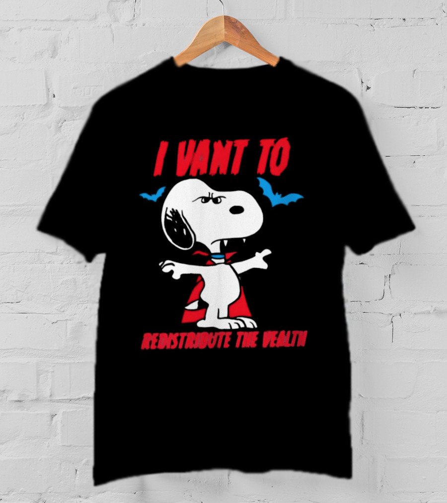 Snoopy I Vant To Redistribute The Wealth Vampire Cape And Bats T-Shirt