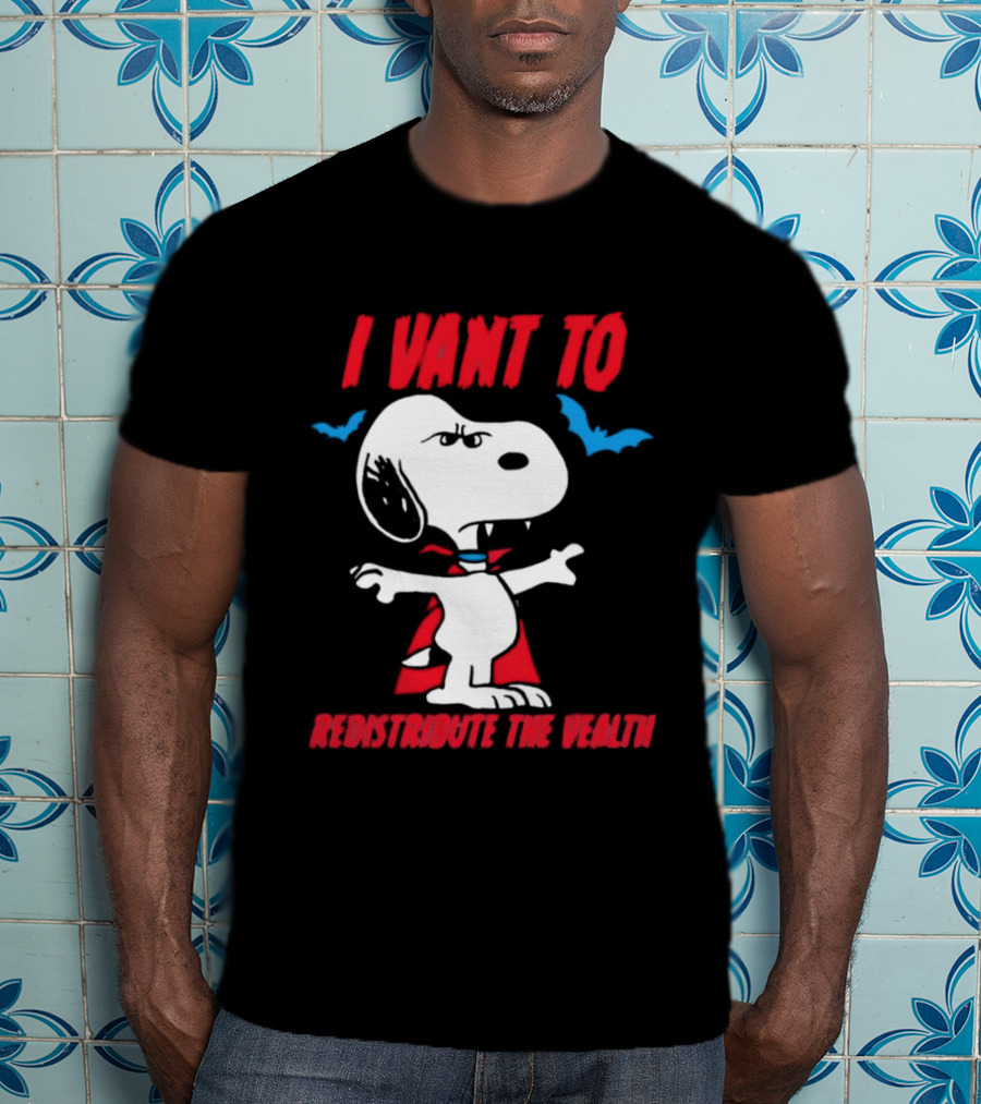 Snoopy I Vant To Redistribute The Wealth Vampire Cape And Bats T-Shirt