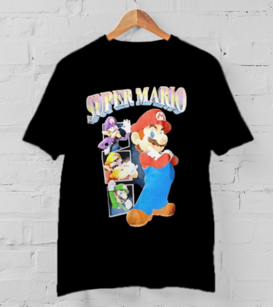 Super Mario With Luigi Wario And Waluigi Characters T-Shirt