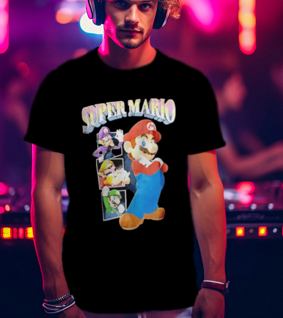 Super Mario With Luigi Wario And Waluigi Characters T-Shirt