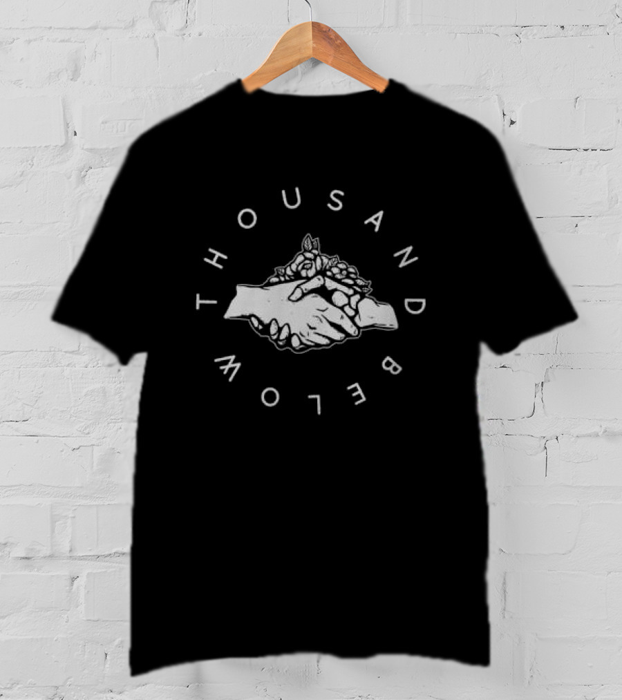 Thousand Below Rose Hand Shake Black T-Shirt