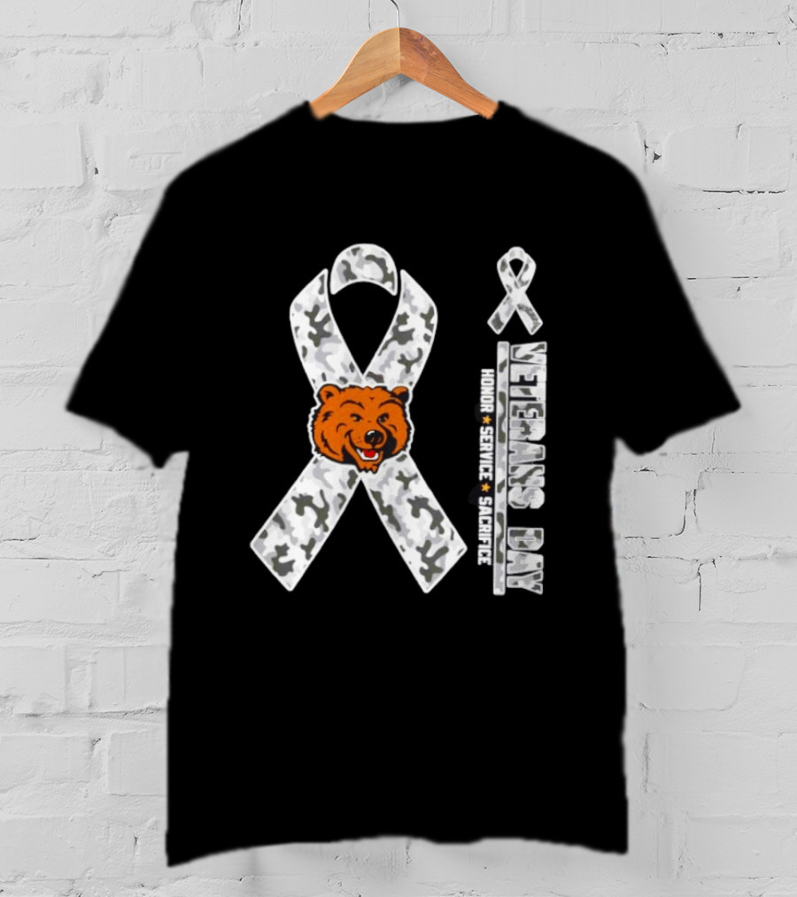 UCLA Bruins Veterans Day 2026 Honor Service Sacrifice Camo Ribbon Bear T-Shirt