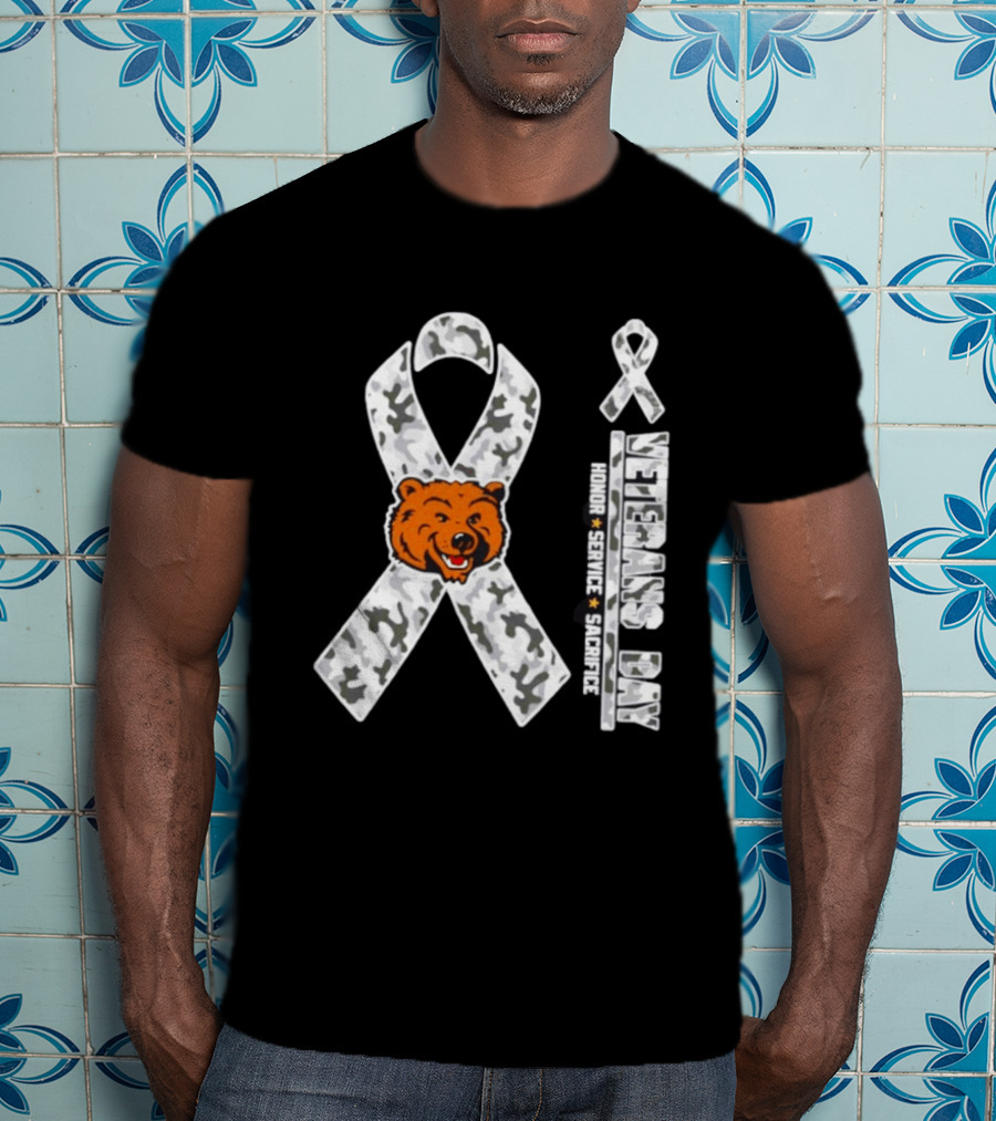 UCLA Bruins Veterans Day 2026 Honor Service Sacrifice Camo Ribbon Bear T-Shirt