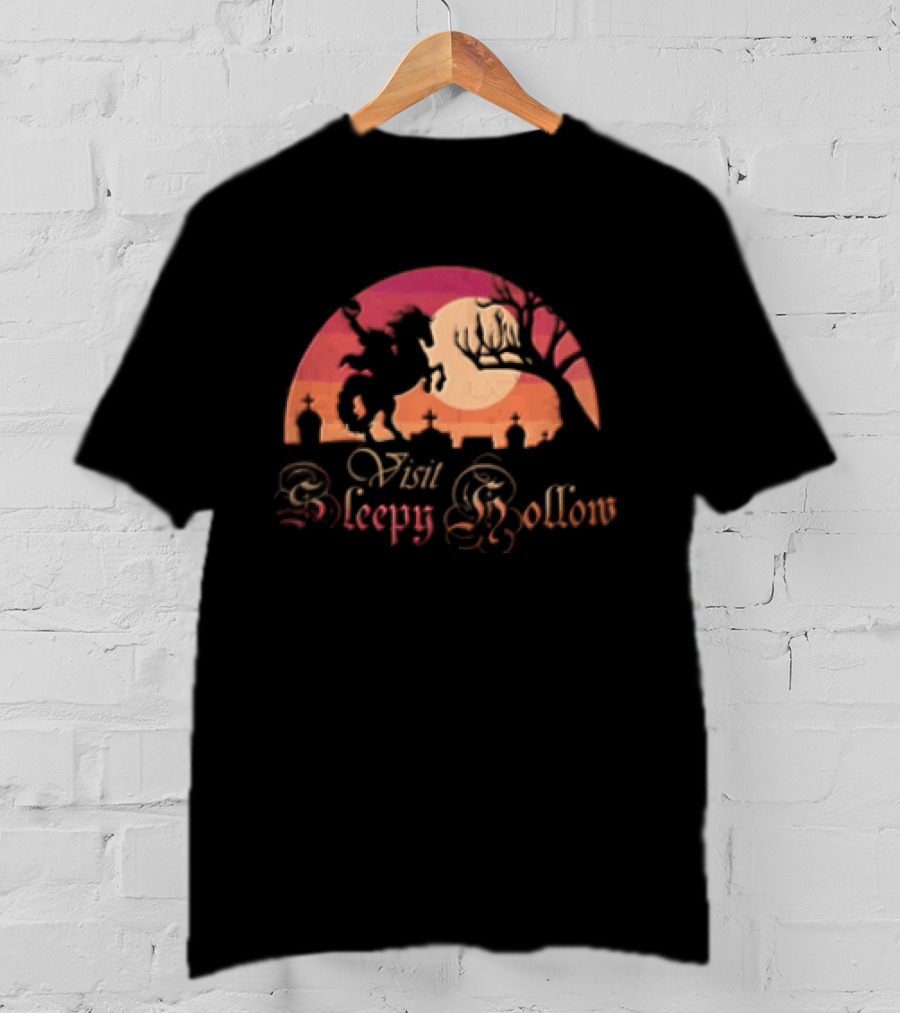 Visit Sleepy Hollow Headless Horseman Graveyard Sunset T-Shirt