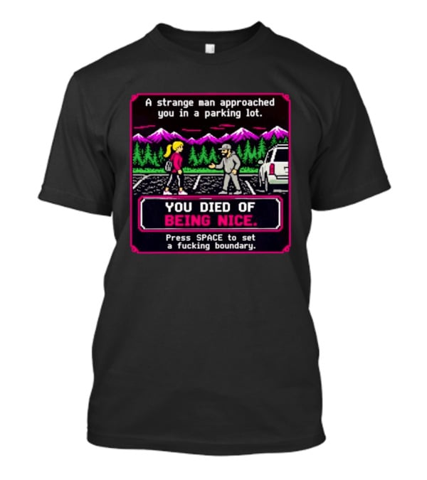 A Strange Man Approached You Arcade Style You Died Of Being Nice Press Space Boundary T-Shirt