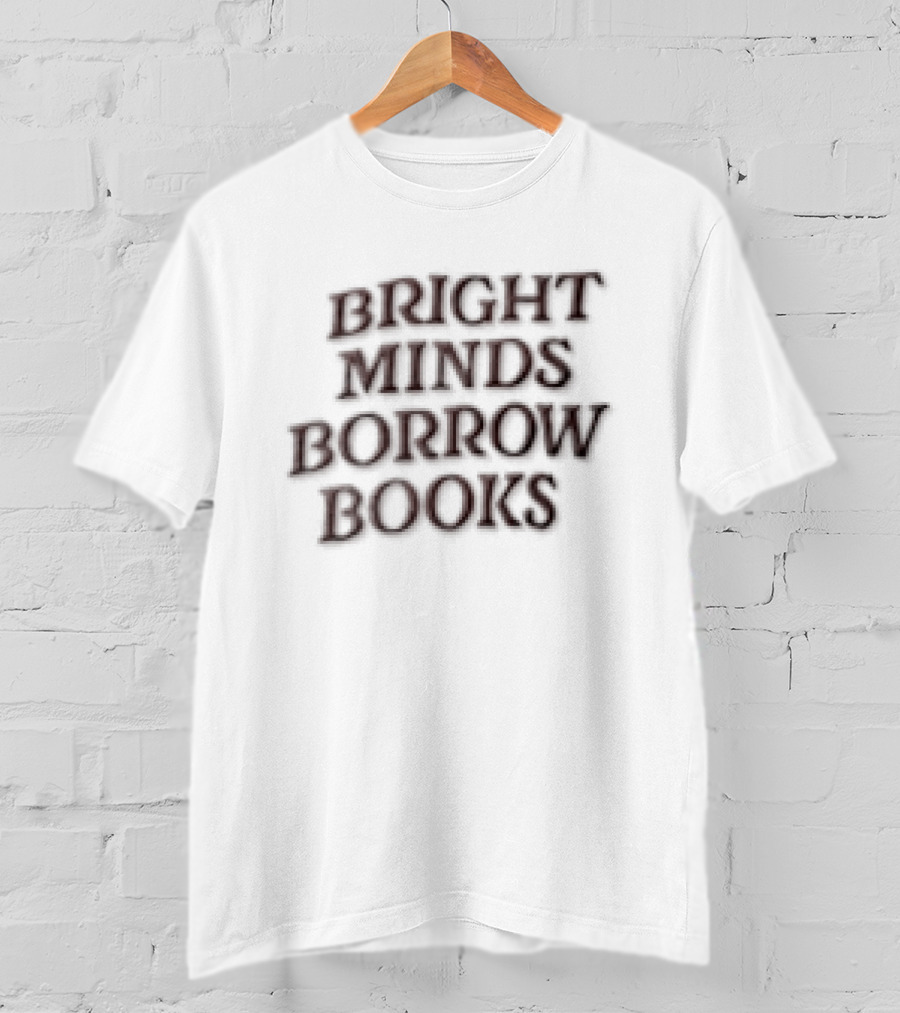 Bright Minds Borrow Books Maroon On Cream Fabric T-Shirt