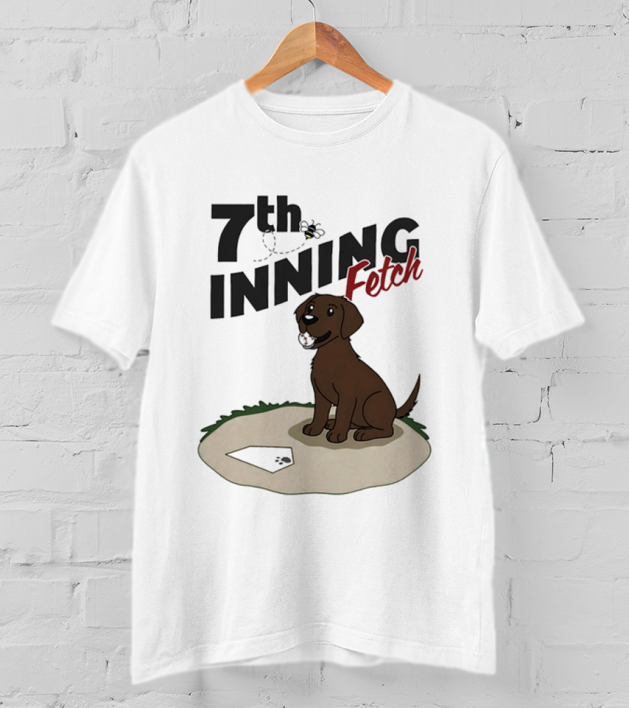 7th Inning Fetch Chocolate Lab Baseball Puppy T-Shirt
