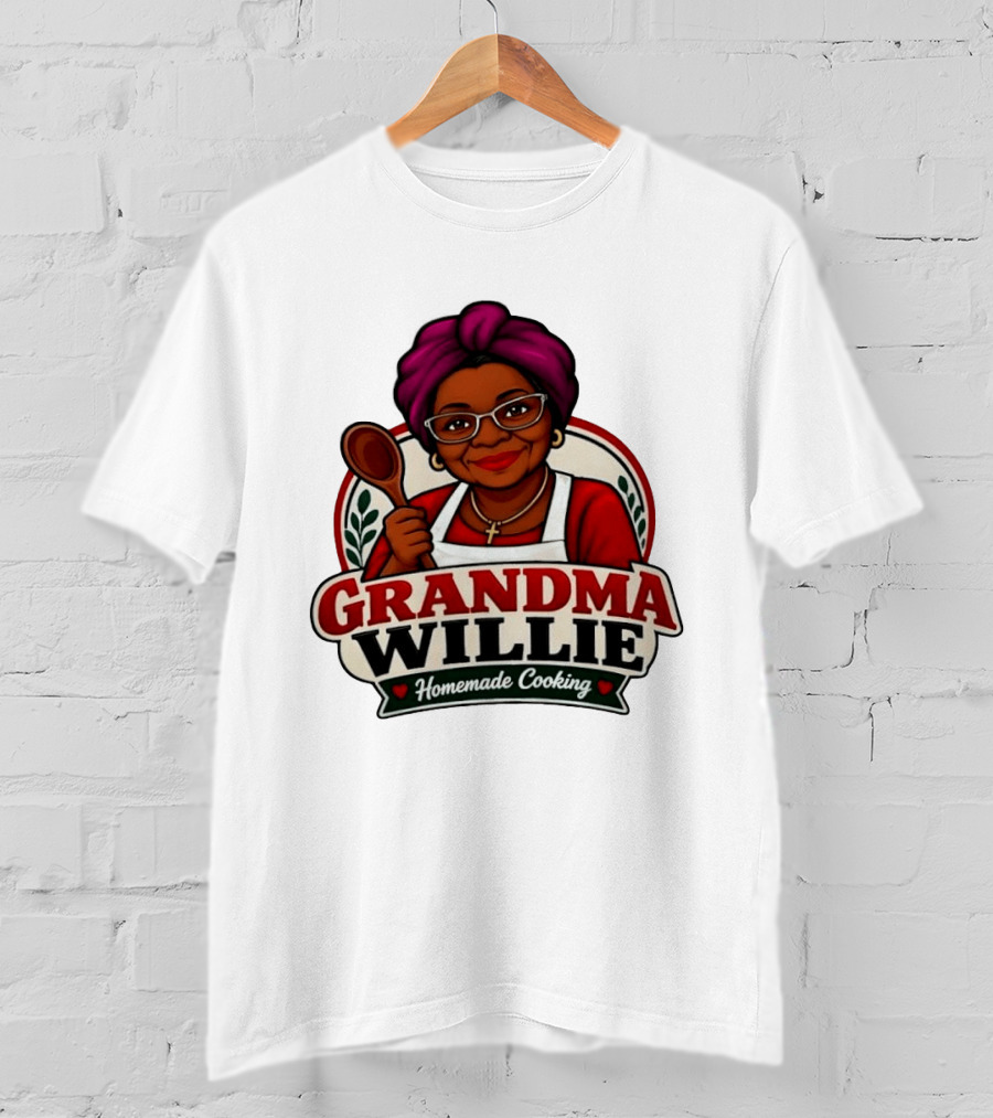 Grandma Willie Homemade Cooking Kitchen Apron Vector T-Shirt