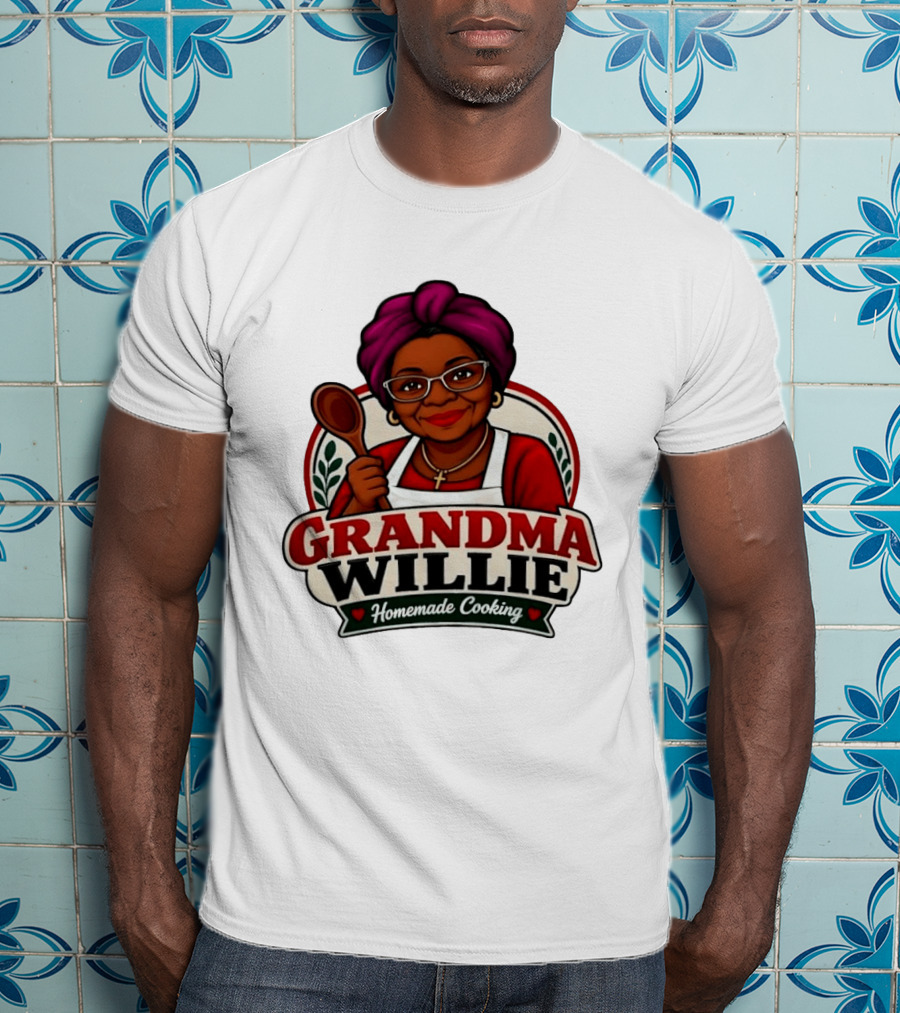Grandma Willie Homemade Cooking Kitchen Apron Vector T-Shirt