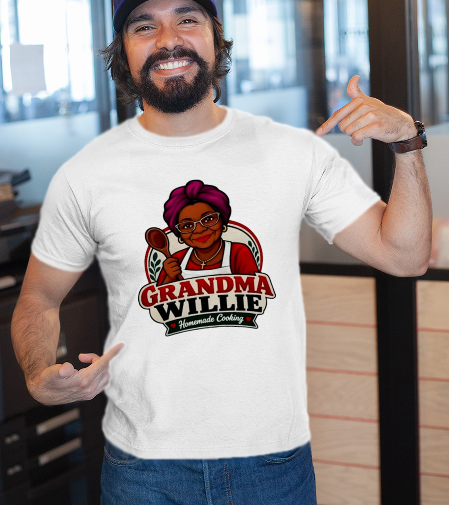 Grandma Willie Homemade Cooking Kitchen Apron Vector T-Shirt