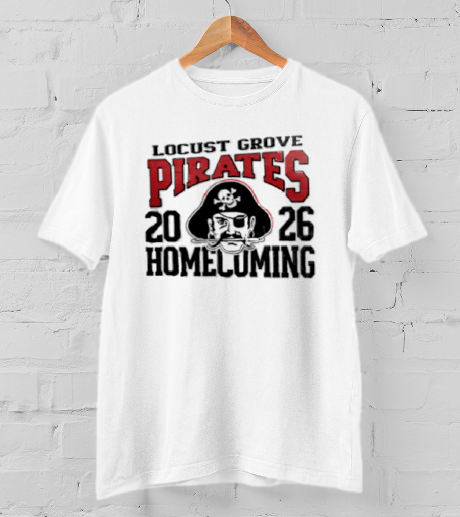 Locust Grove Pirates 2026 Homecoming Pirate Skull Eyepatch Sword T-Shirt