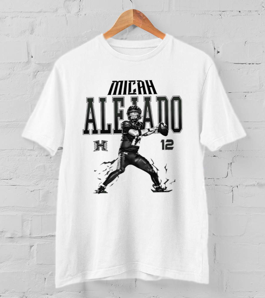 NCAA Football Micah Alejado No 12 Hawaii Rainbow Warriors Collage T-Shirt