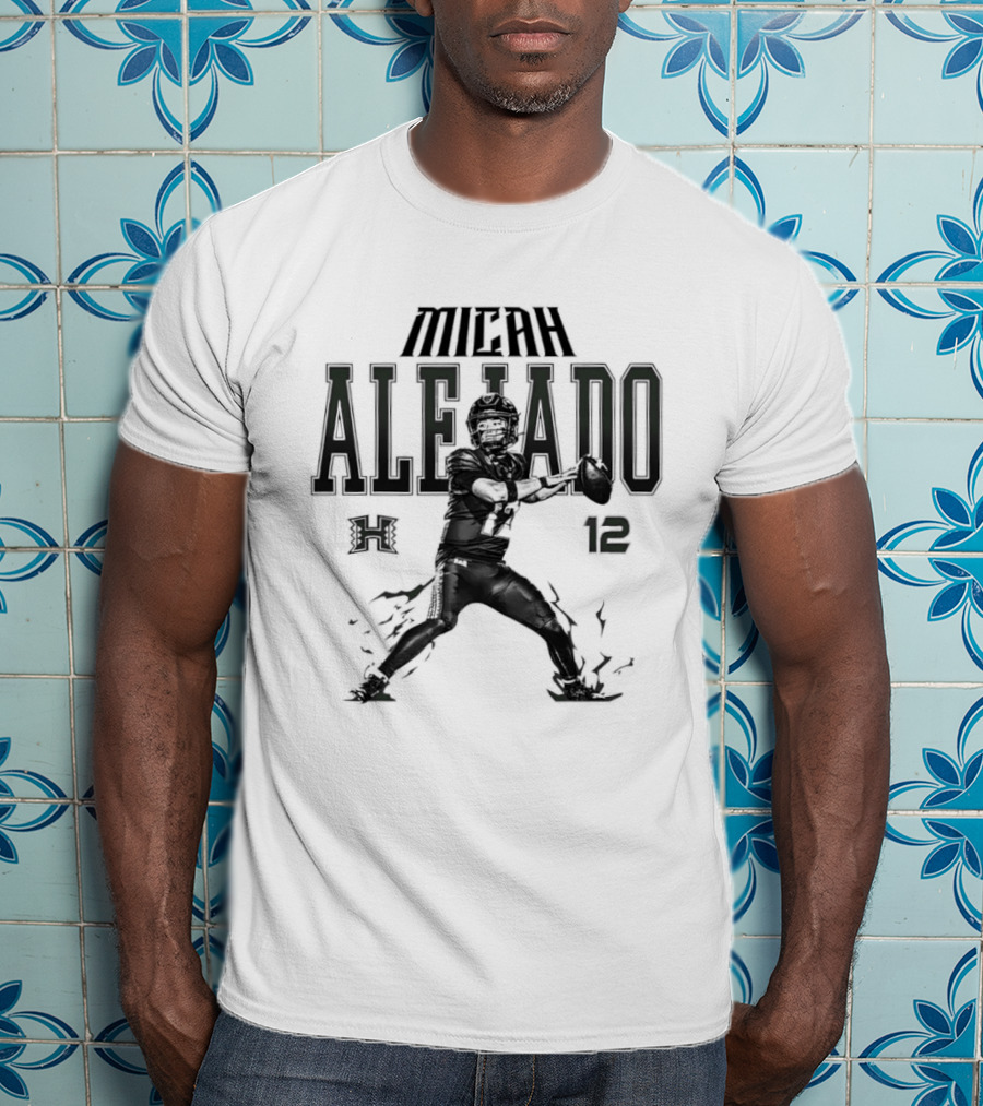 NCAA Football Micah Alejado No 12 Hawaii Rainbow Warriors Collage T-Shirt