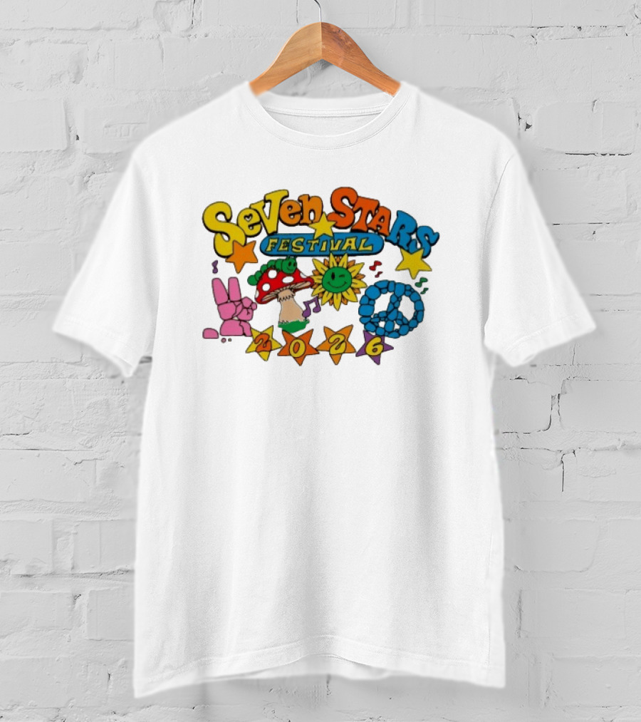 Seven Stars Festival 2026 Peace Mushroom Sun Music T-Shirt