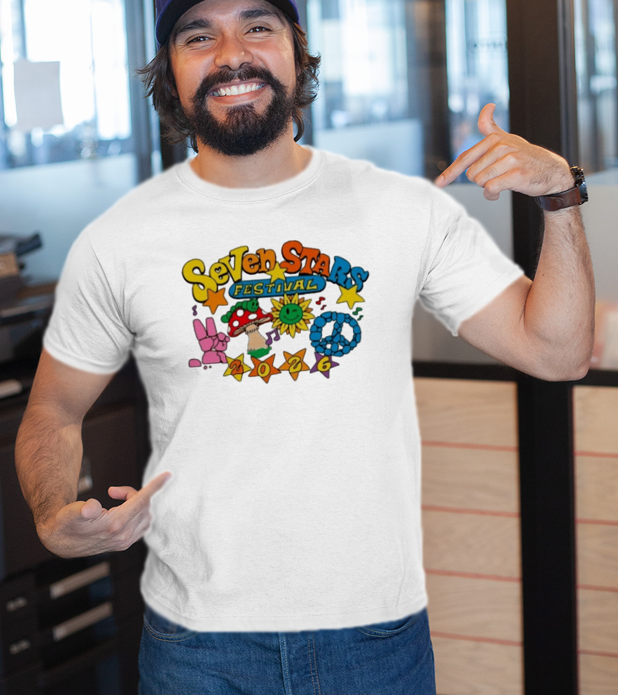 Seven Stars Festival 2026 Peace Mushroom Sun Music T-Shirt