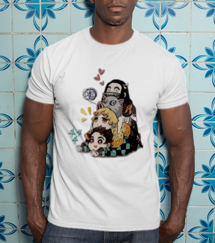 Tanjiro Kamado Zenitsu Agatsuma Inosuke Hashibira Nezuko Hearts Demon Slayer T-Shirt
