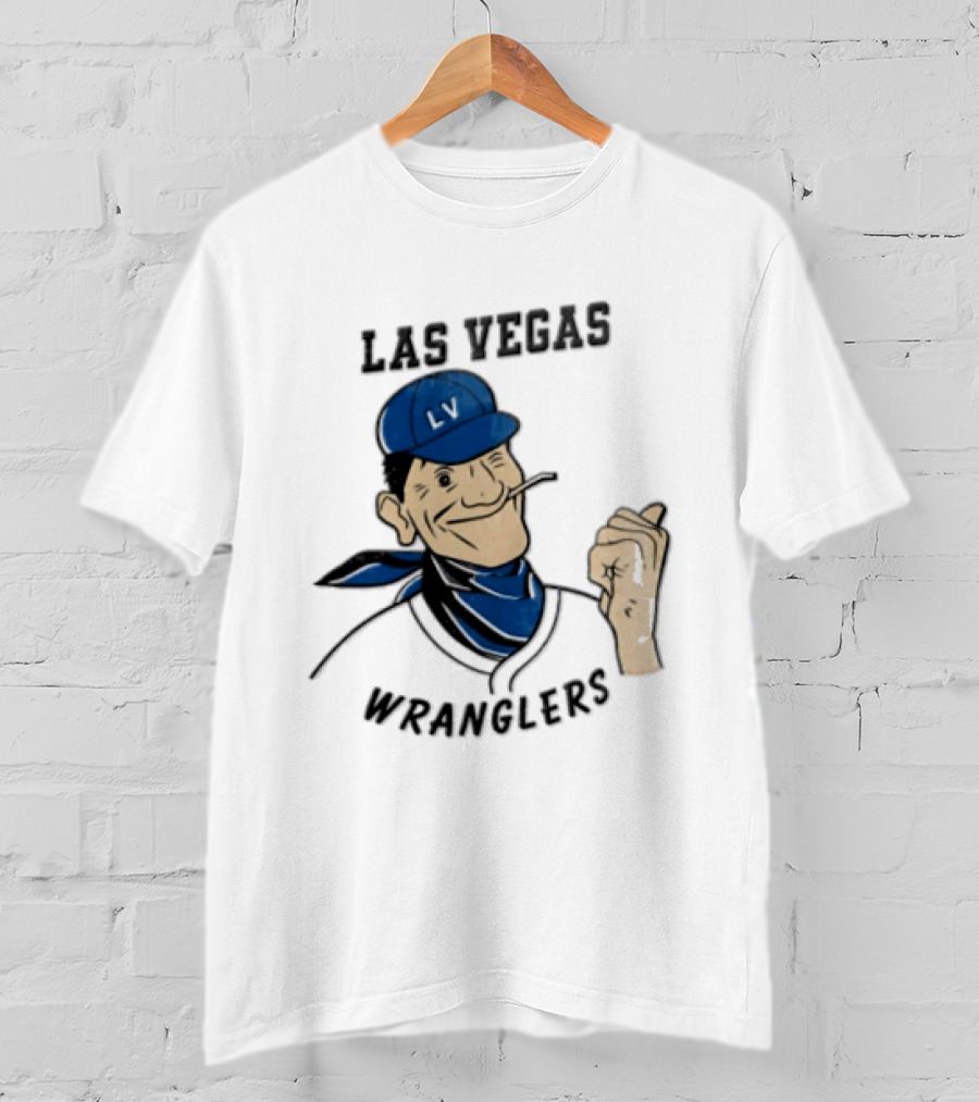 Las Vegas Wranglers Vintage Cartoon Character With Hat And Bandana T-Shirt