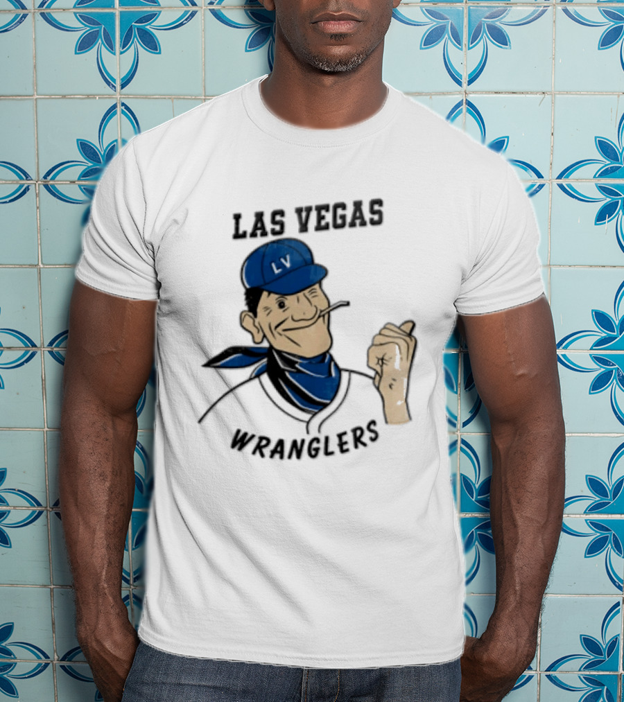 Las Vegas Wranglers Vintage Cartoon Character With Hat And Bandana T-Shirt