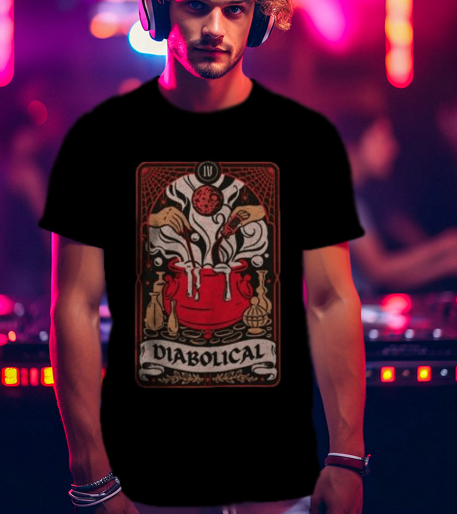 Do We Know Them Store Diabolical Tarot Card Cauldron Magic T-Shirt