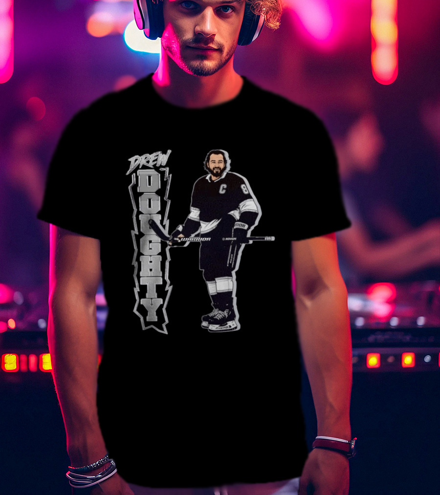 Drew Doughty Captain 8 Los Angeles Kings Hockey Vertical T-Shirt