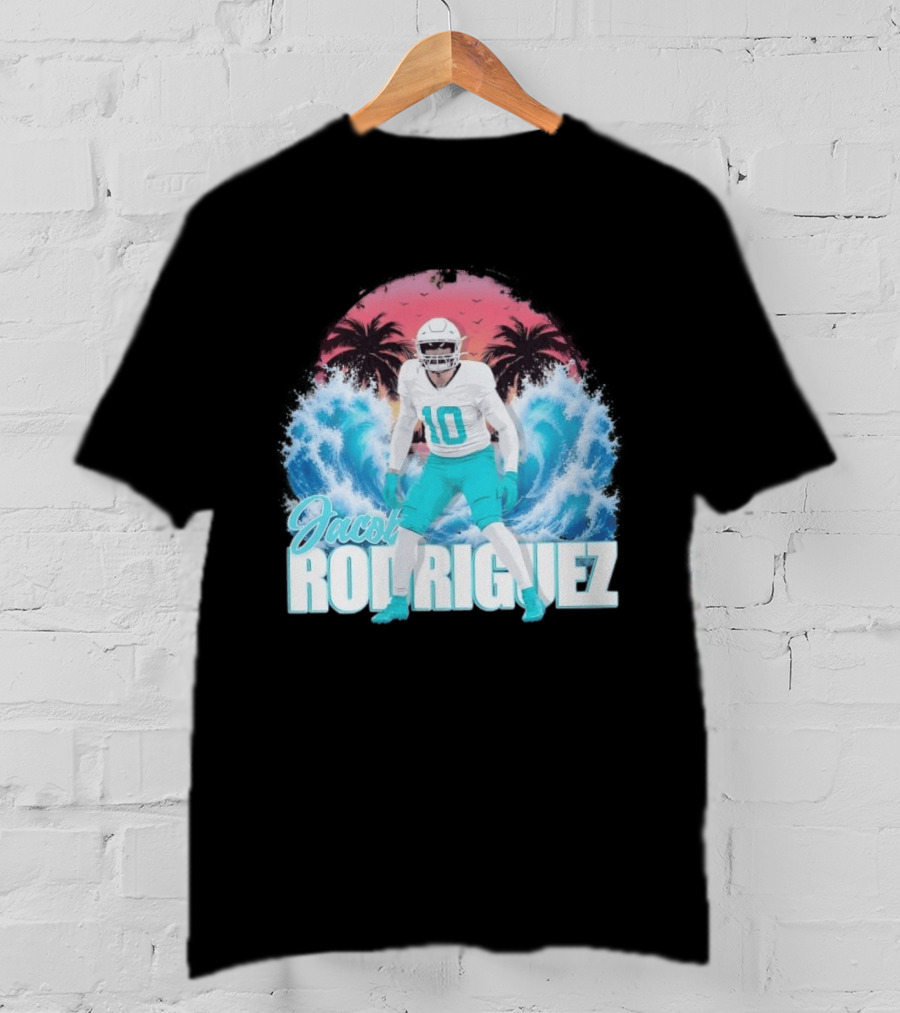 Jacob Rodriguez Miami Dolphins Tidal Wave Football Player Tropical T-Shirt