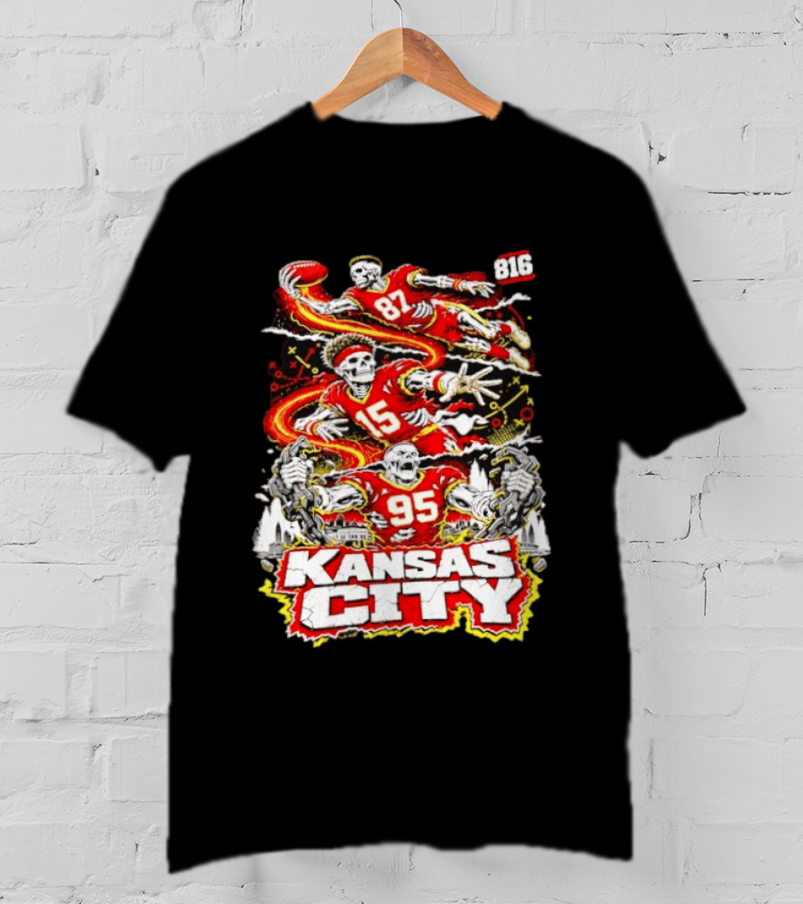 Kansas City Chiefs Skeleton Players Halloween 87 95 15 816 T-Shirt