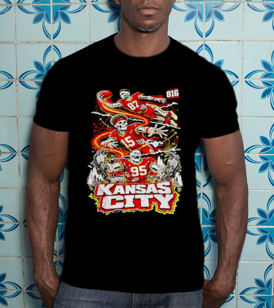 Kansas City Chiefs Skeleton Players Halloween 87 95 15 816 T-Shirt