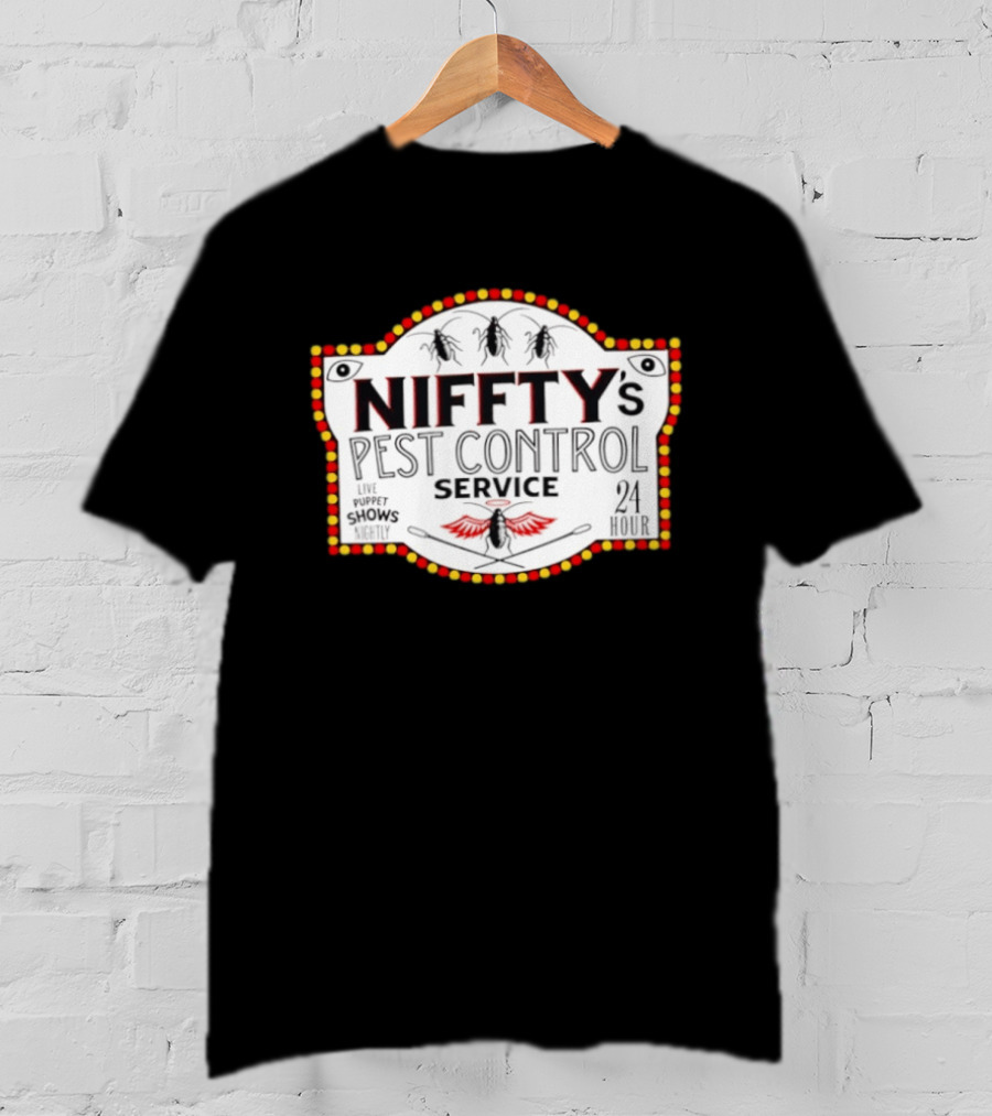 Niffty's Pest Control Service Live Puppet Shows Nightly 24 Hour Hazbin Hotel T-Shirt