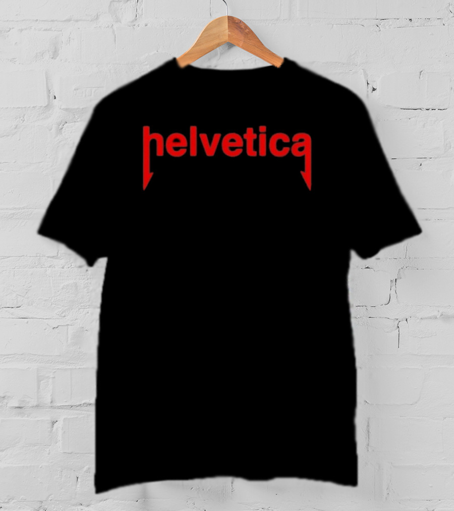 Helvetica Metal Rock Parody Style Red T-Shirt