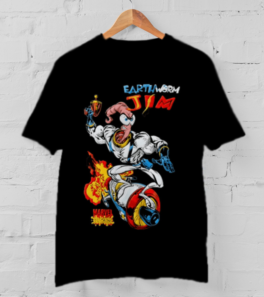 Earthworm Jim Marvel Absurd Dynamic Action Scene T-Shirt