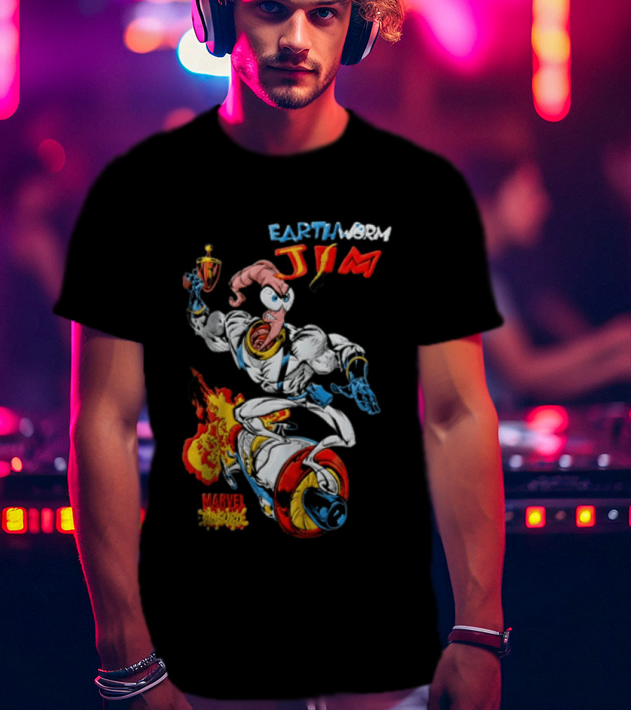 Earthworm Jim Marvel Absurd Dynamic Action Scene T-Shirt