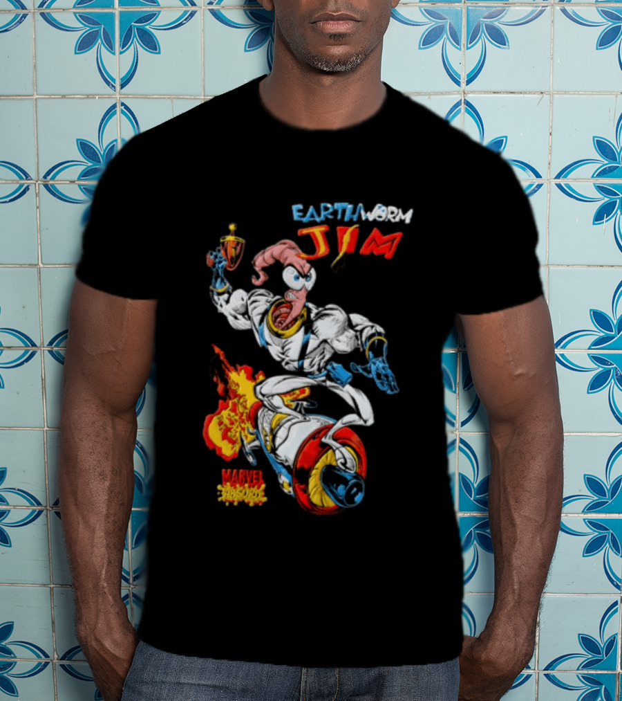 Earthworm Jim Marvel Absurd Dynamic Action Scene T-Shirt