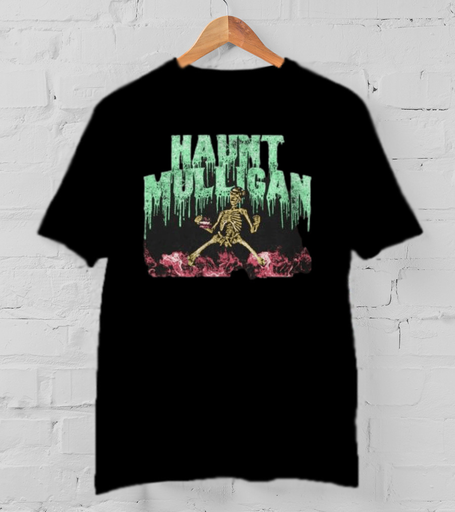 Halloween Skeleton Hot Mulligan Dripping Text Pink Smoke T-Shirt