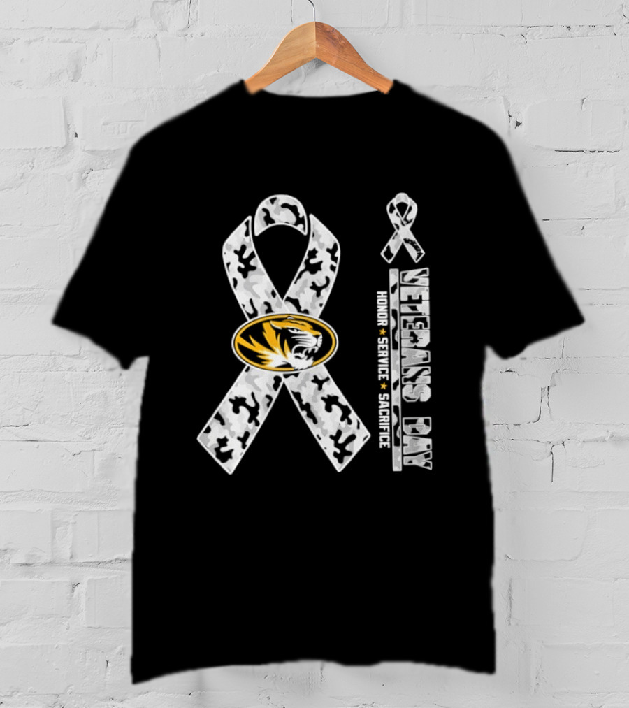 Missouri Tigers Veterans Day 2026 Honor Service Sacrifice Ribbon Camo T-Shirt