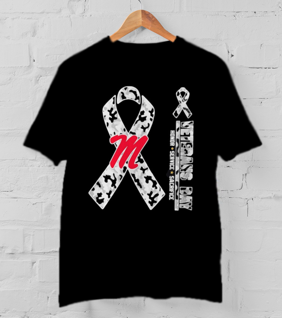Ole Miss Rebels Veterans Day 2026 Camo Ribbon Honor Service Sacrifice T-Shirt