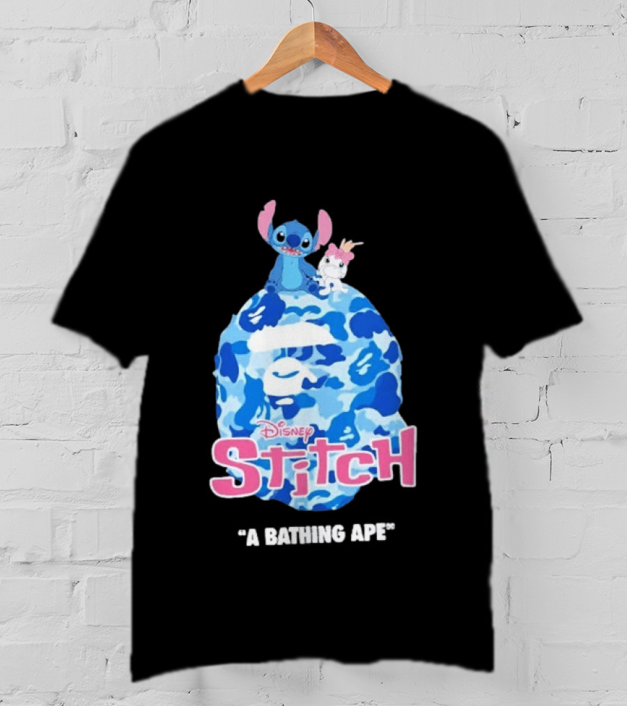 Disney Stitch A Bathing Ape Bape Camo Collaboration 2026 T-Shirt