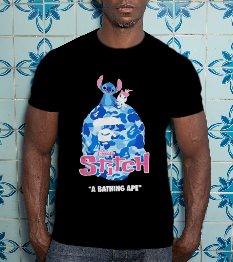 Disney Stitch A Bathing Ape Bape Camo Collaboration 2026 T-Shirt