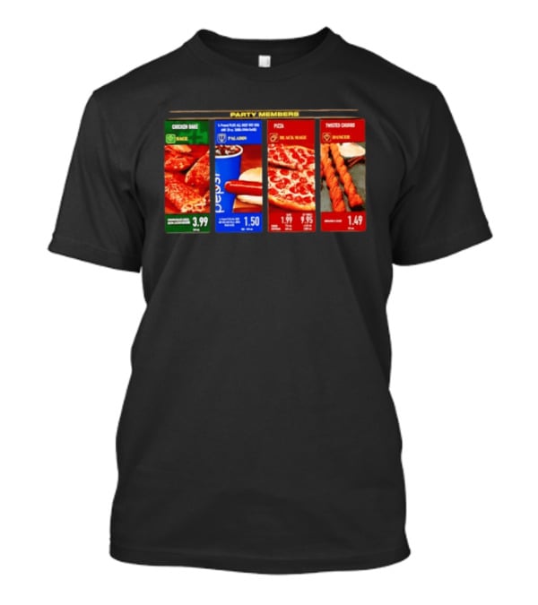Party Members Menu Chicken Bake Sage Paladin Beverage Hot Dog Black Mage Pepperoni Pizza Dancer Twisted Churro T-Shirt