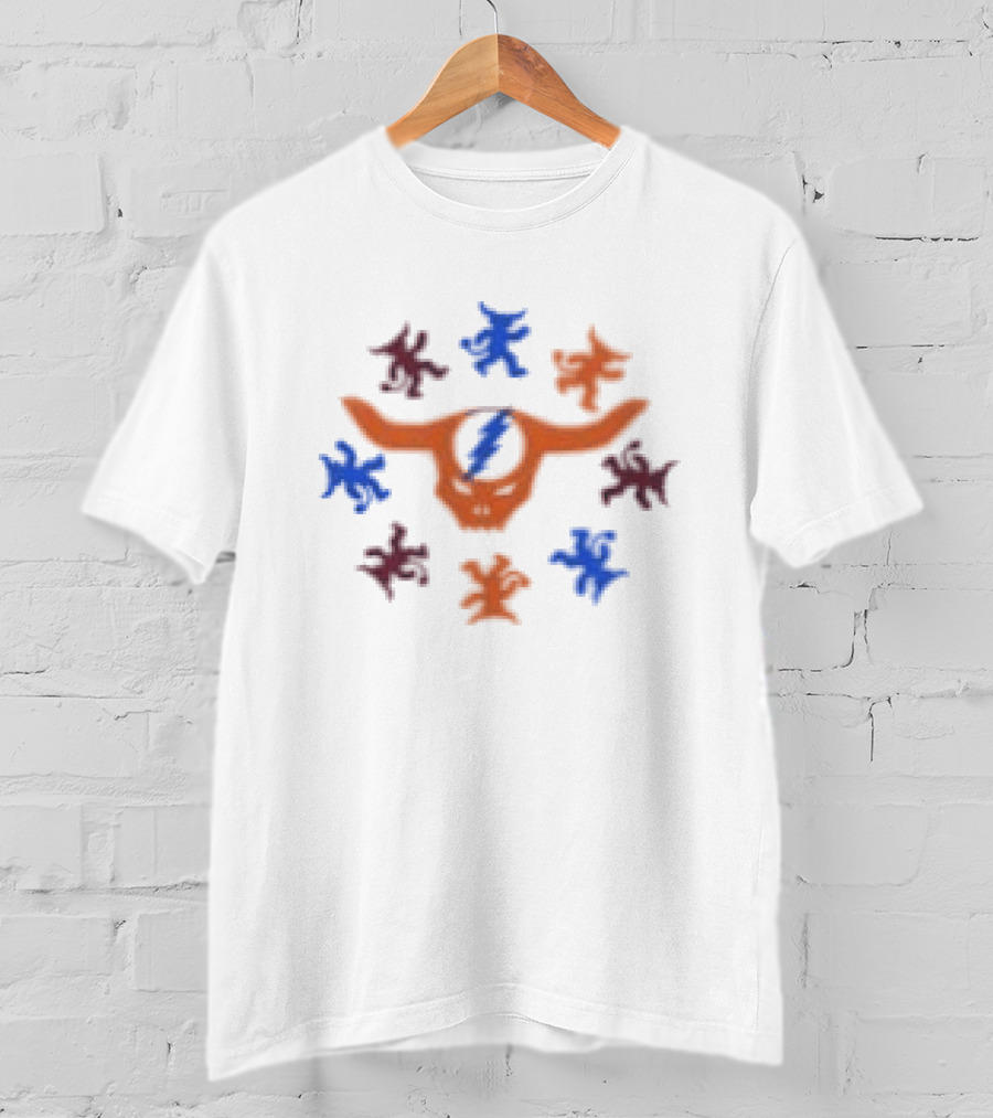 Grateful Dead Texas Longhorn Skull With Colorful Stars T-Shirt