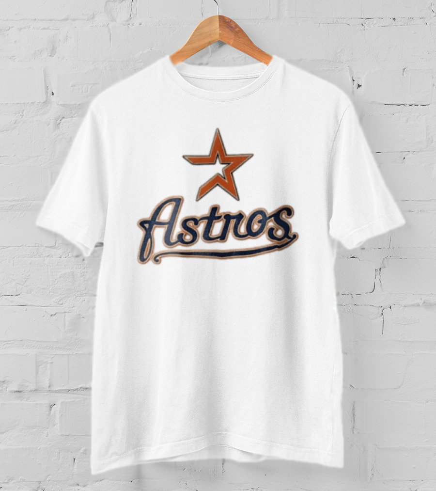 Houston Astros Orange Star Navy Script T-Shirt