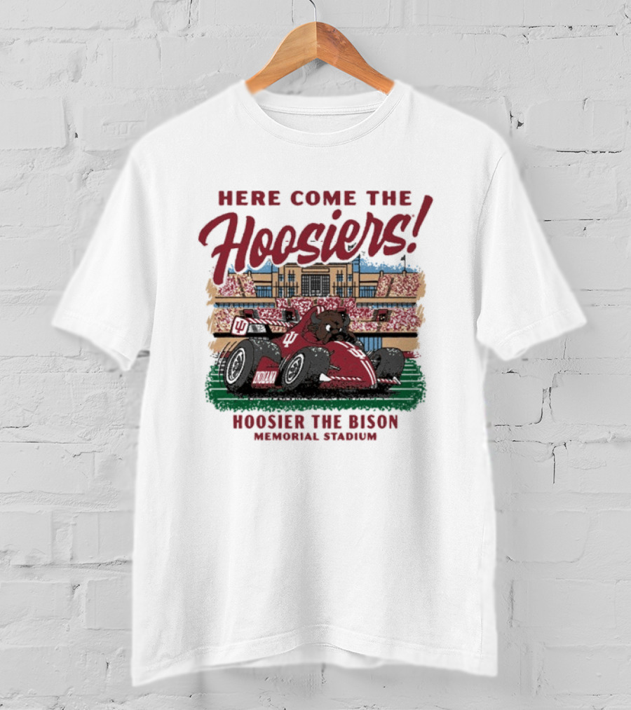 Here Come The Hoosiers Hoosier The Bison Memorial Stadium IndyCar Racing T-Shirt