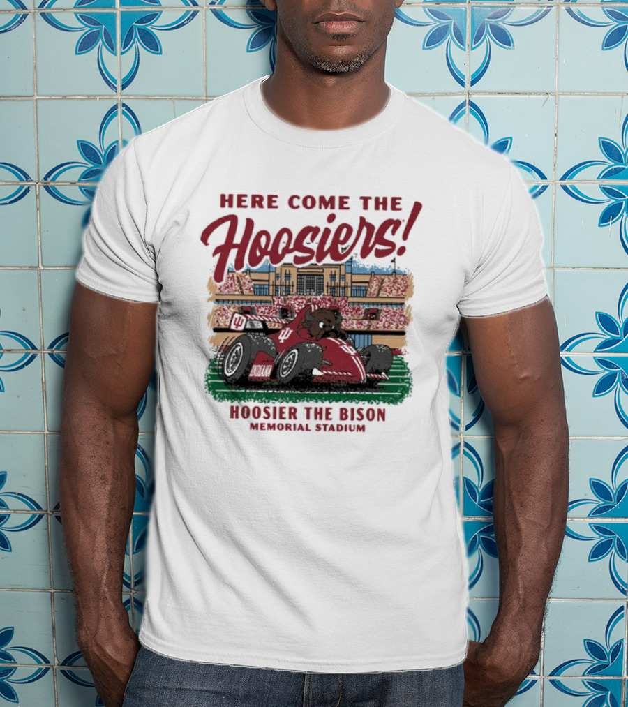 Here Come The Hoosiers Hoosier The Bison Memorial Stadium IndyCar Racing T-Shirt